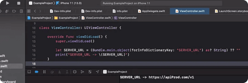 Print du SEREVR_URL PROD dans le ViewController