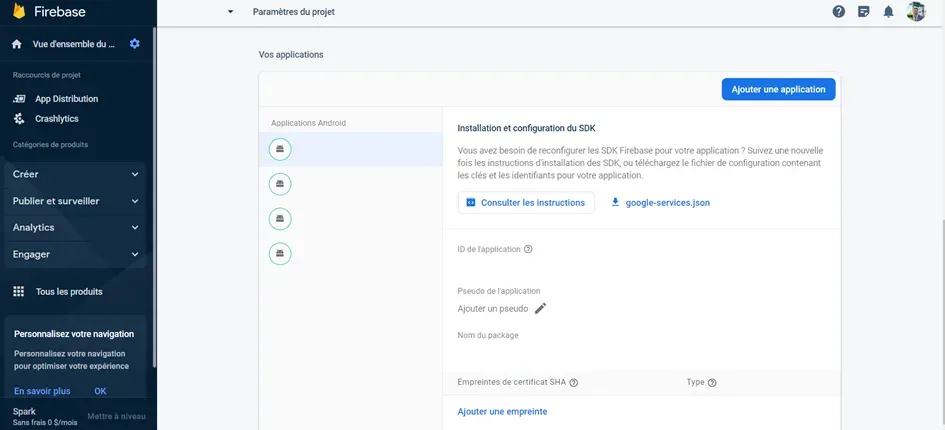 download Firebase configuration